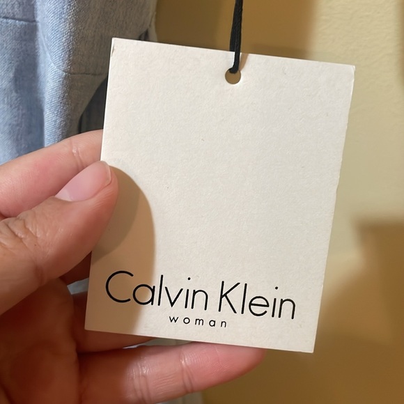 Womens New Calvin Klein Blue Draped Neckline Dress - Picture 4 of 8